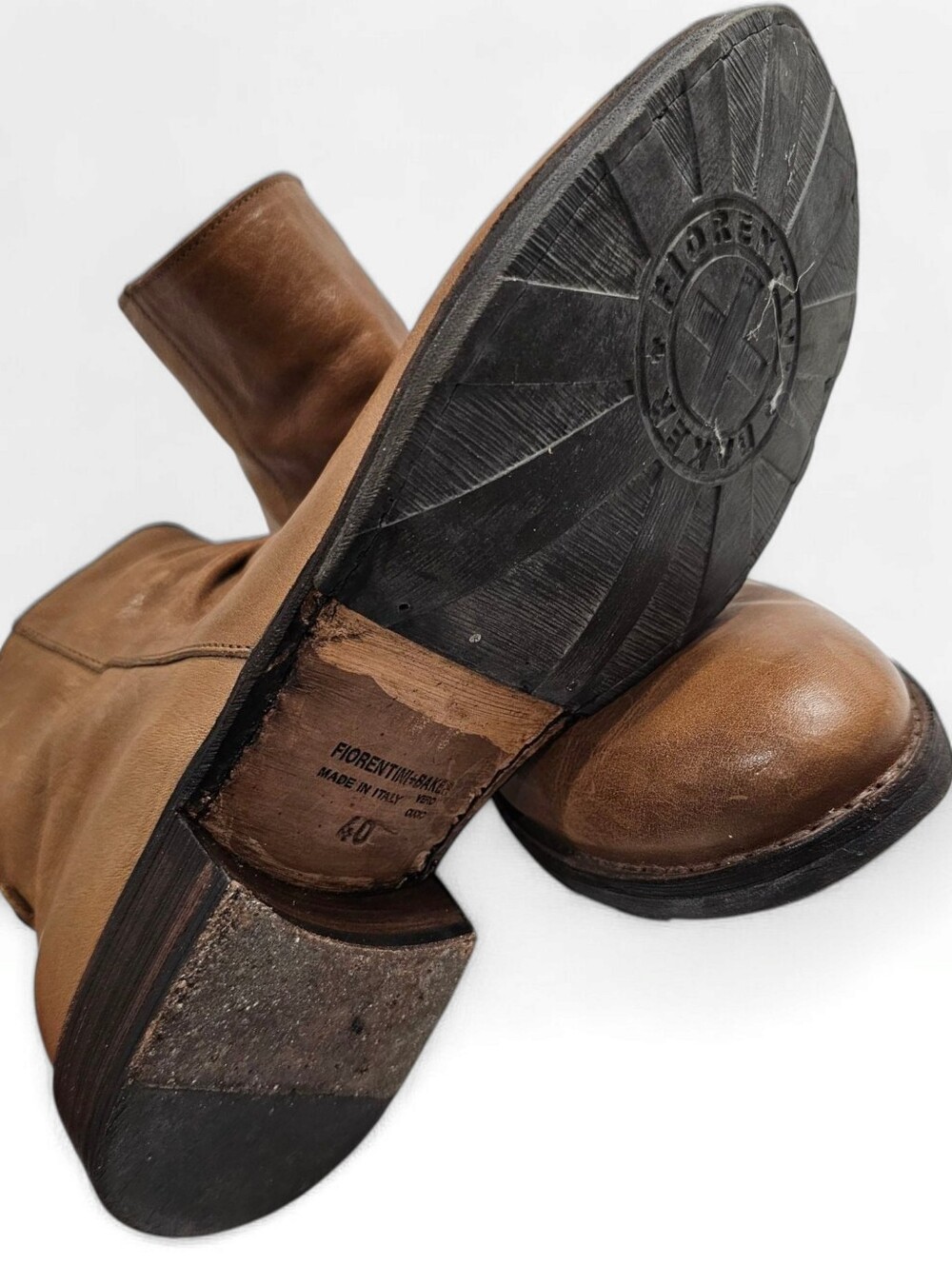 FIORENTINI + BAKER Elina Tan Brown Ruched Vamp Leather Ankle Boots 40/Wmn 10 - Picture 8 of 11
